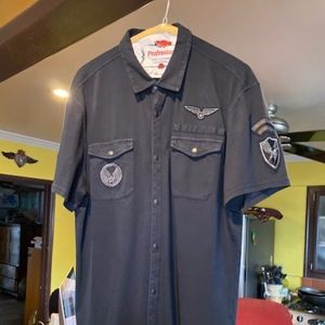 John Varvatos shirt with emblems